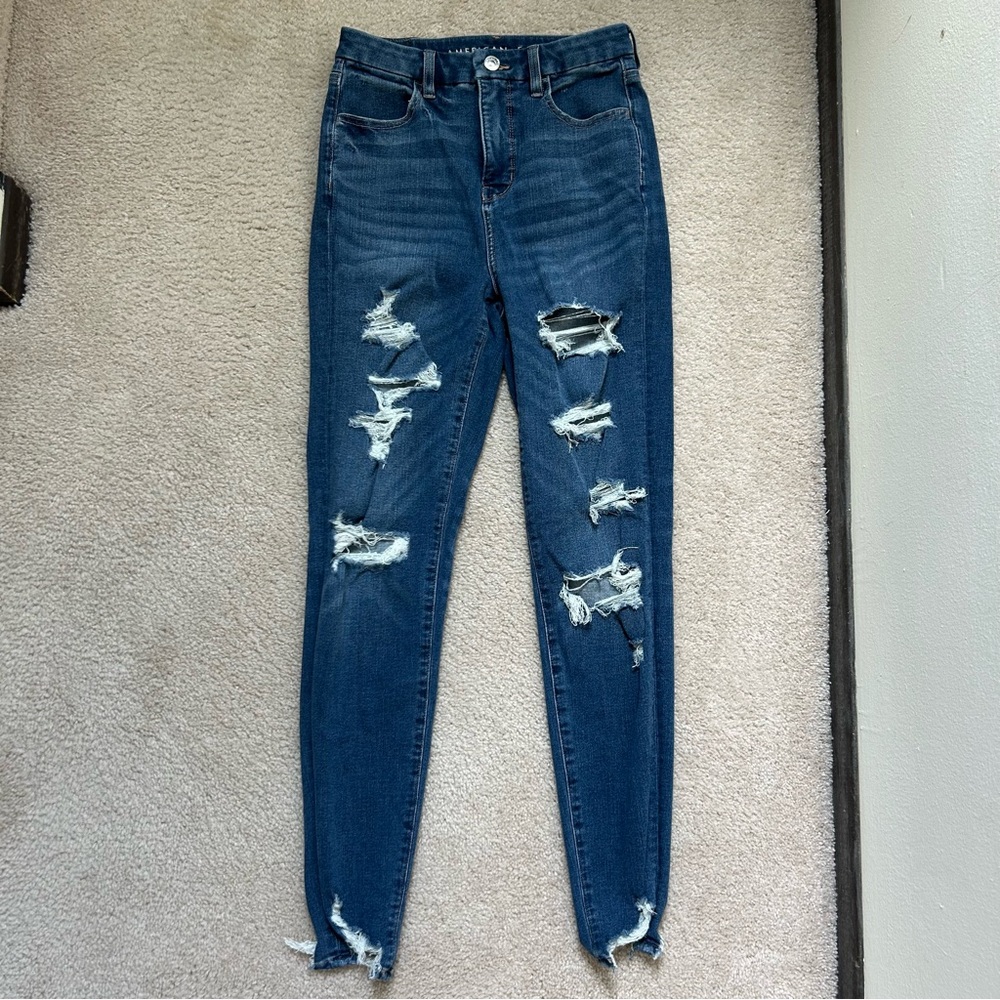 American Eagle Curvy The Dream Super Hi-Rise Jegging – Distressed Dark Wash